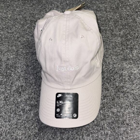NWT Nike Club Hat Cap Unisex L/XL Large Pink Gray Just Do It Strapback Baseball - Picture 1 of 3
